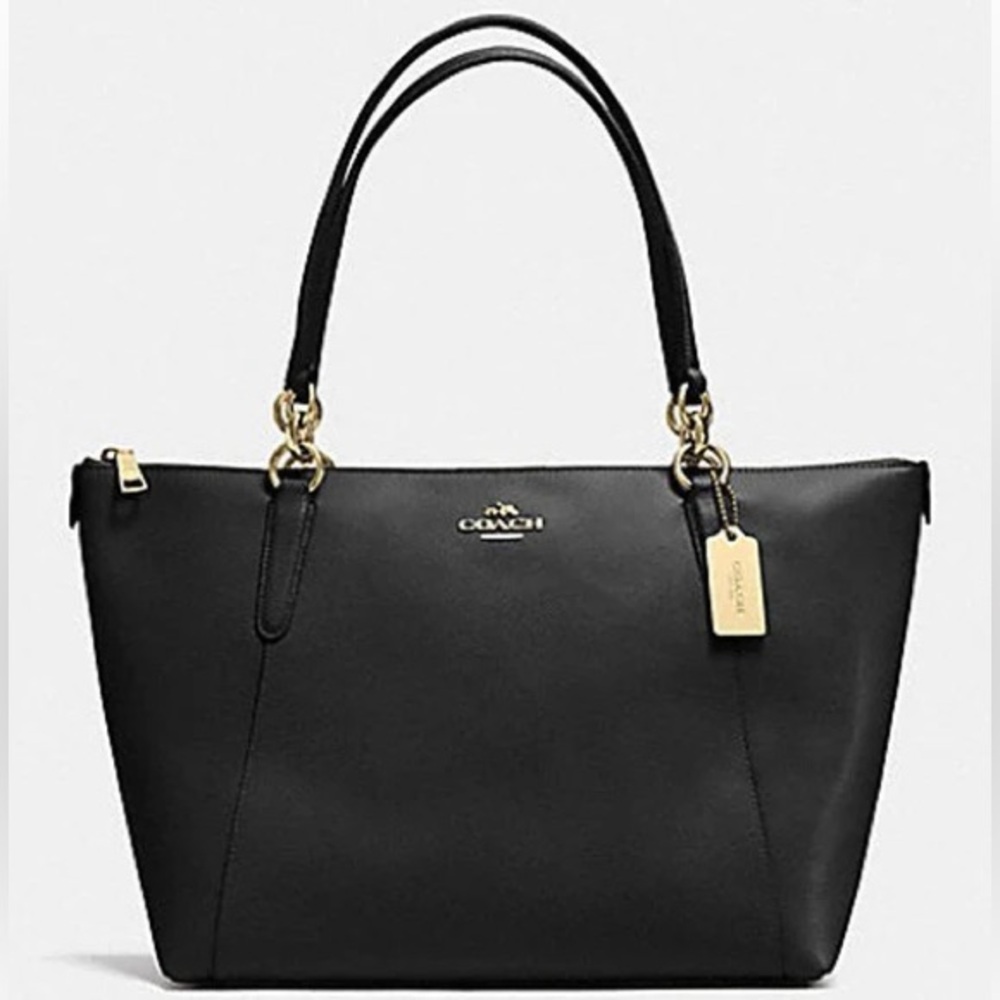Coach Women's Ava Crossgrain Leather Navy Blue Tote